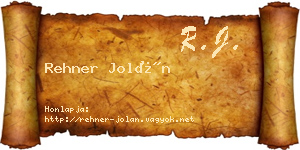 Rehner Jolán névjegykártya